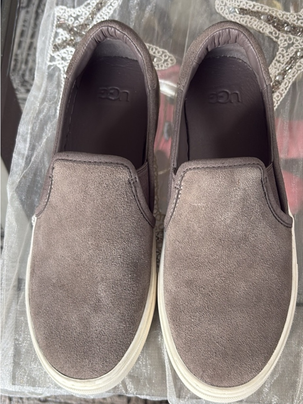 UGG Men's Slip-On Suede Loafers in Taupe Gray